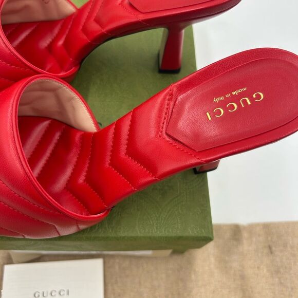 Women's Gucci GG Marmont Leather slide sandals size 39 made in Italy - Picture 7 of 11